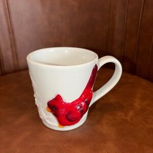 Pottery Barn Cardinal Winter Bird Coffee Mug cup Christmas Holiday 3d